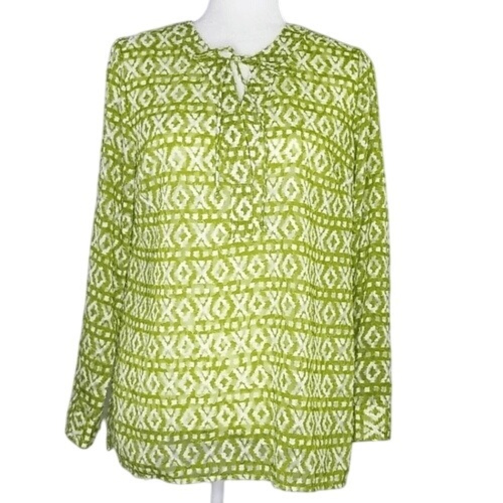 Chico's Green & White Print‎ Top